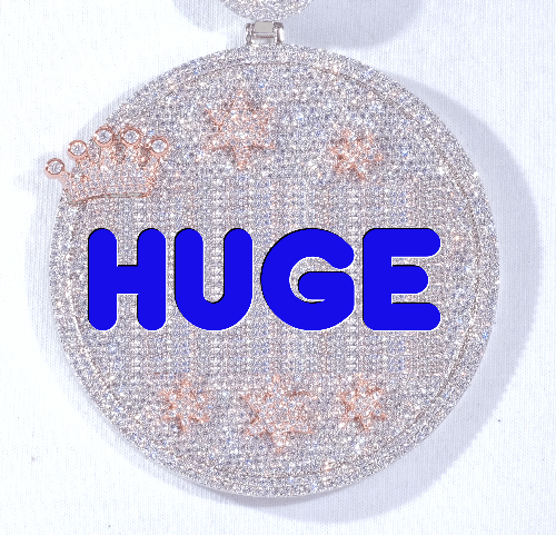 CUSTOM LETTER NECKLACE 3D BIG CROWN DISC