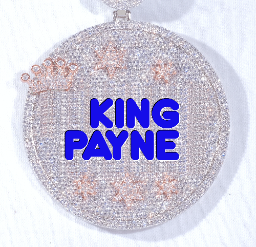 CUSTOM LETTER NECKLACE 3D BIG CROWN DISC