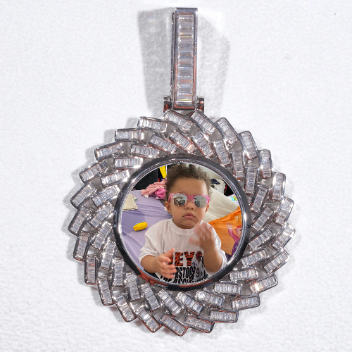 Large 3D Baguette Custom Picture Pendant