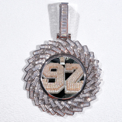 Large 3D Baguette Custom Picture Pendant