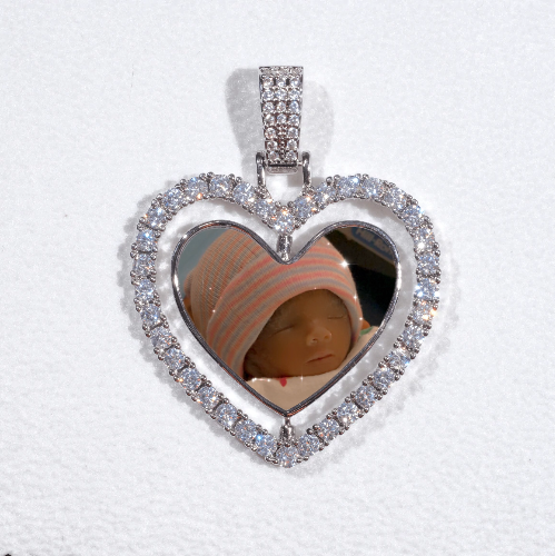 3D Spinning 2-Faced Heart Custom Picture Pendant