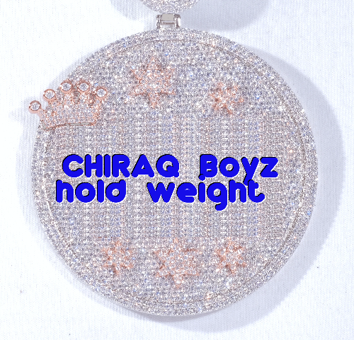 CUSTOM LETTER NECKLACE 3D BIG CROWN DISC