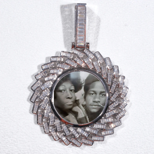 Large 3D Baguette Custom Picture Pendant