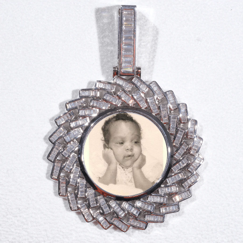 Large 3D Baguette Custom Picture Pendant