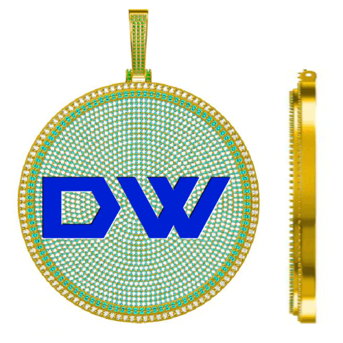CUSTOM LETTER NECKLACE 3D BIG DISC