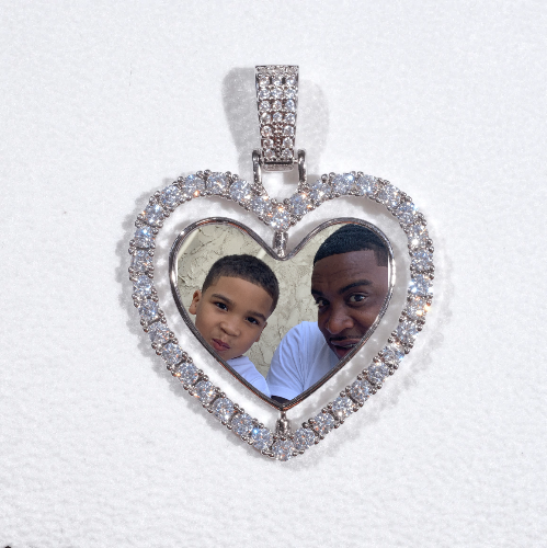 3D Spinning 2-Faced Heart Custom Picture Pendant