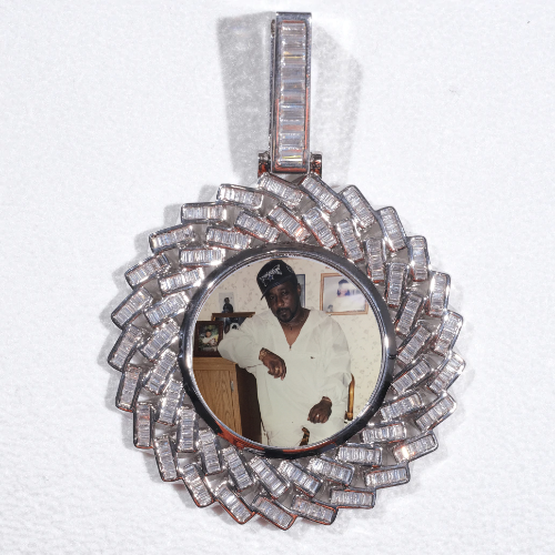 Large 3D Baguette Custom Picture Pendant
