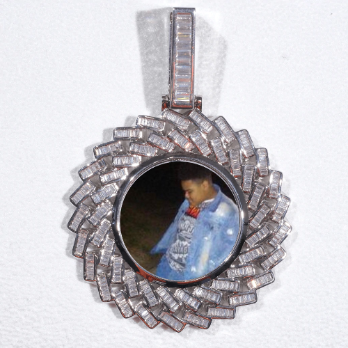 Large 3D Baguette Custom Picture Pendant