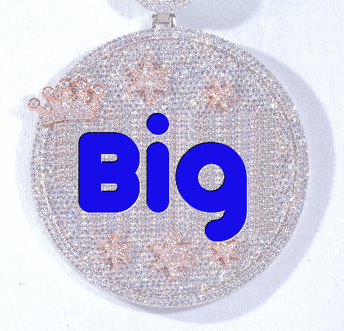 CUSTOM LETTER NECKLACE 3D BIG CROWN DISC