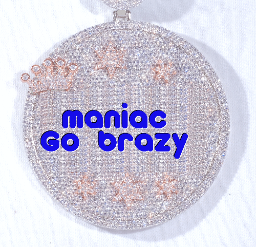 CUSTOM LETTER NECKLACE 3D BIG CROWN DISC