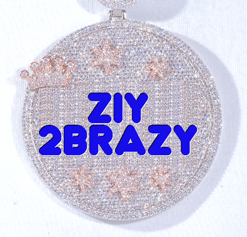 CUSTOM LETTER NECKLACE 3D BIG CROWN DISC