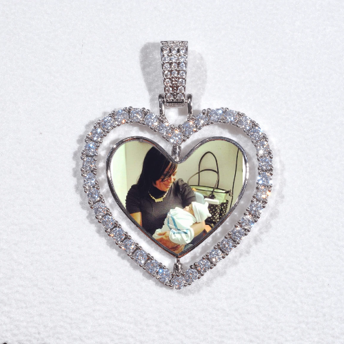3D Spinning 2-Faced Heart Custom Picture Pendant