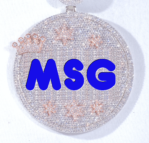 CUSTOM LETTER NECKLACE 3D BIG CROWN DISC