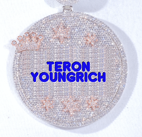 CUSTOM LETTER NECKLACE 3D BIG CROWN DISC
