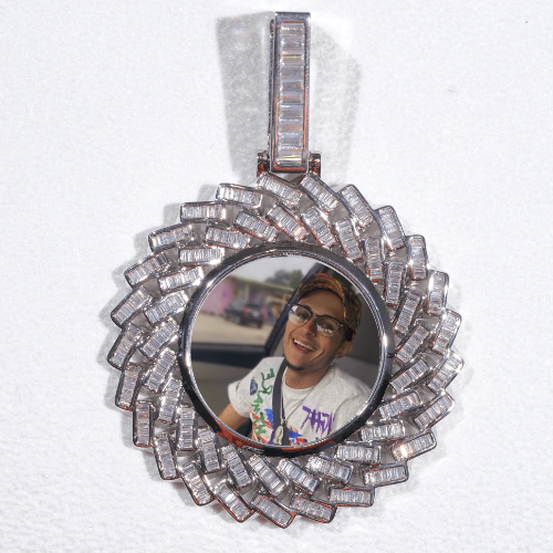 Large 3D Baguette Custom Picture Pendant