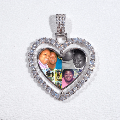 3D Spinning 2-Faced Heart Custom Picture Pendant