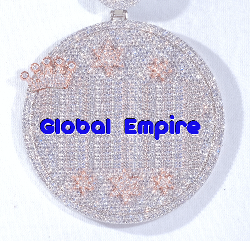 CUSTOM LETTER NECKLACE 3D BIG CROWN DISC