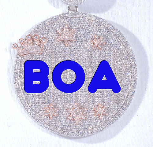 CUSTOM LETTER NECKLACE 3D BIG CROWN DISC