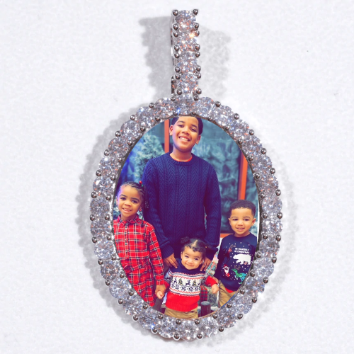 Large 3D Oval Custom Picture Pendant