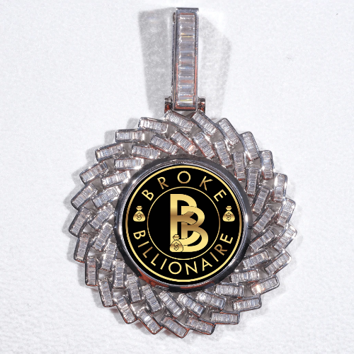 Large 3D Baguette Custom Picture Pendant