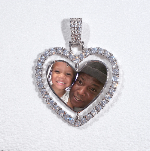 3D Spinning 2-Faced Heart Custom Picture Pendant