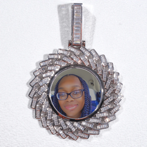 Large 3D Baguette Custom Picture Pendant