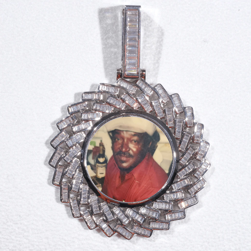 Large 3D Baguette Custom Picture Pendant