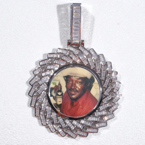 Large 3D Baguette Custom Picture Pendant