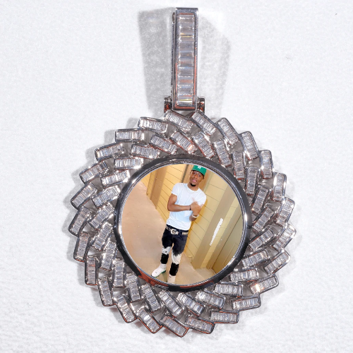 Large 3D Baguette Custom Picture Pendant