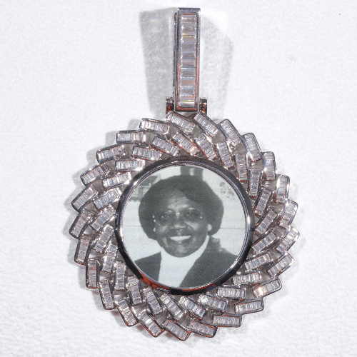Large 3D Baguette Custom Picture Pendant