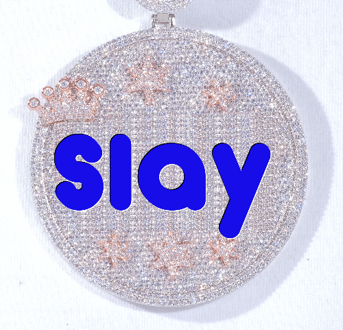 CUSTOM LETTER NECKLACE 3D BIG CROWN DISC
