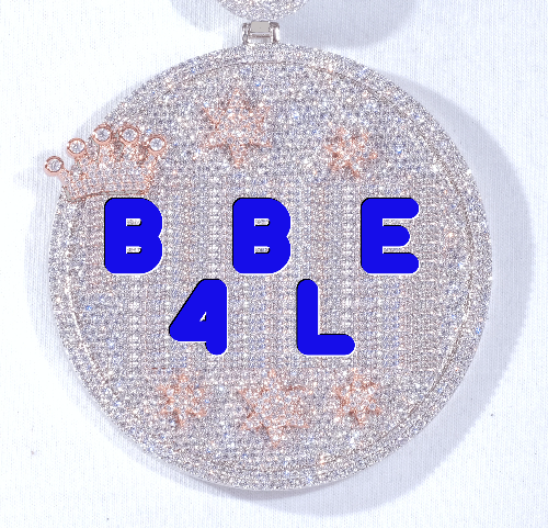 CUSTOM LETTER NECKLACE 3D BIG CROWN DISC