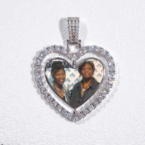 3D Spinning 2-Faced Heart Custom Picture Pendant