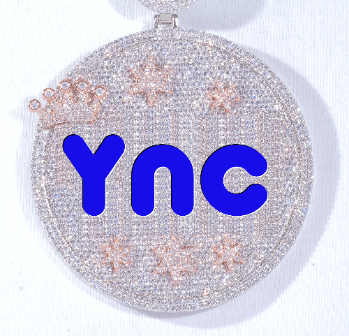 CUSTOM LETTER NECKLACE 3D BIG CROWN DISC