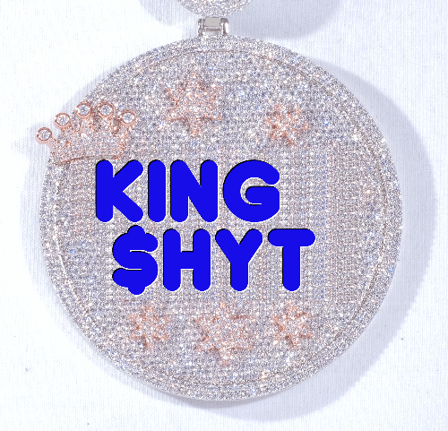 CUSTOM LETTER NECKLACE 3D BIG CROWN DISC