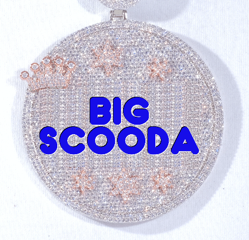 CUSTOM LETTER NECKLACE 3D BIG CROWN DISC
