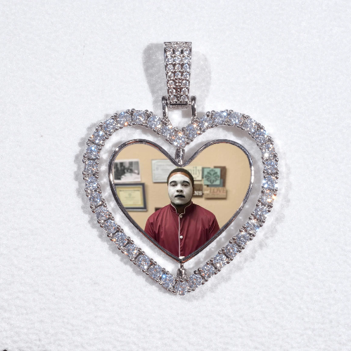 3D Spinning 2-Faced Heart Custom Picture Pendant