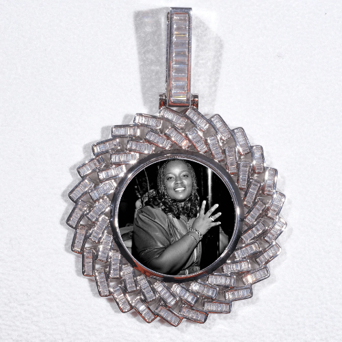 Large 3D Baguette Custom Picture Pendant