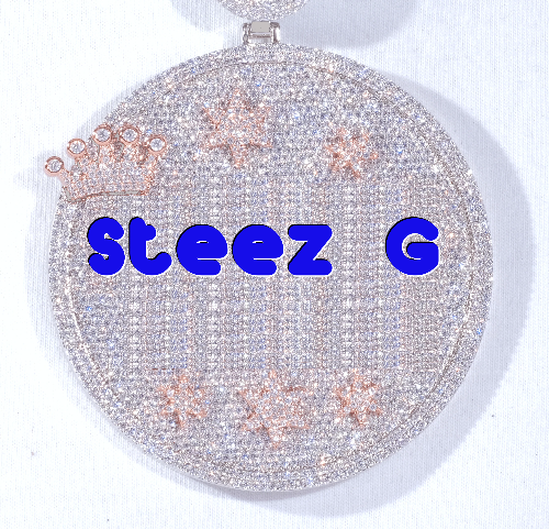 CUSTOM LETTER NECKLACE 3D BIG CROWN DISC