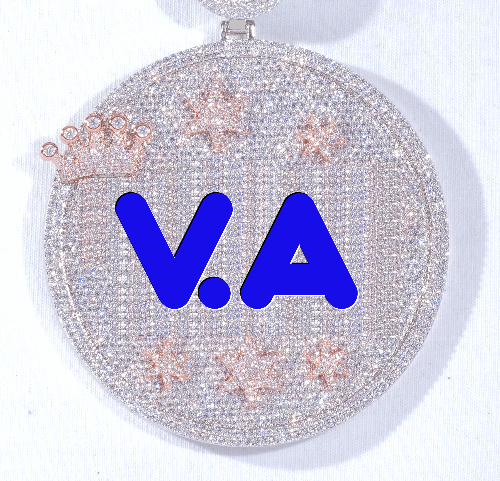 CUSTOM LETTER NECKLACE 3D BIG CROWN DISC