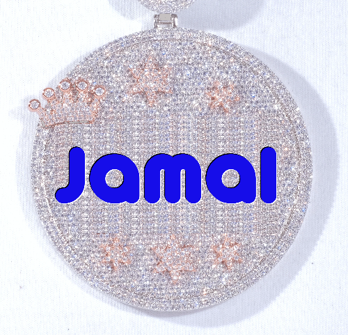 CUSTOM LETTER NECKLACE 3D BIG CROWN DISC