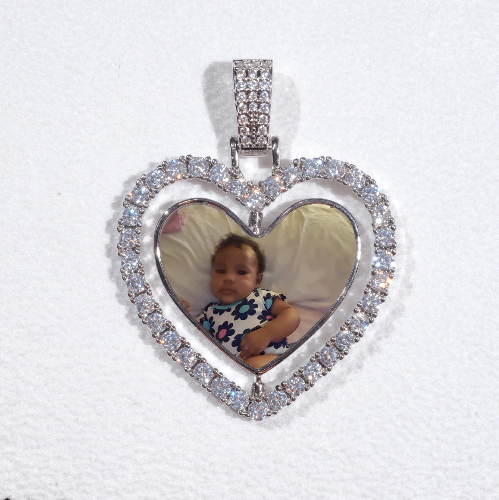 3D Spinning 2-Faced Heart Custom Picture Pendant