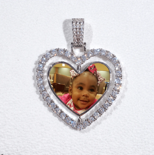 3D Spinning 2-Faced Heart Custom Picture Pendant