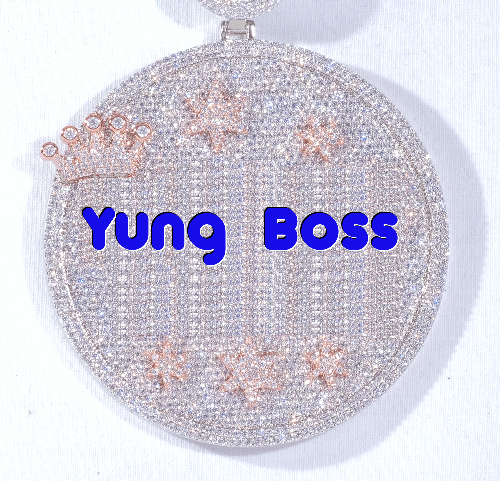 CUSTOM LETTER NECKLACE 3D BIG CROWN DISC
