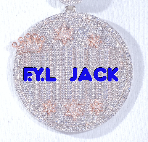 CUSTOM LETTER NECKLACE 3D BIG CROWN DISC