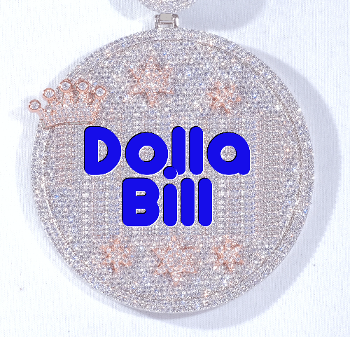 CUSTOM LETTER NECKLACE 3D BIG CROWN DISC