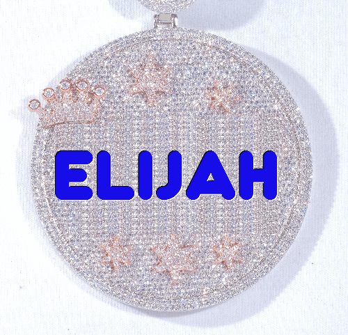 CUSTOM LETTER NECKLACE 3D BIG CROWN DISC