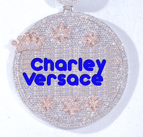 CUSTOM LETTER NECKLACE 3D BIG CROWN DISC