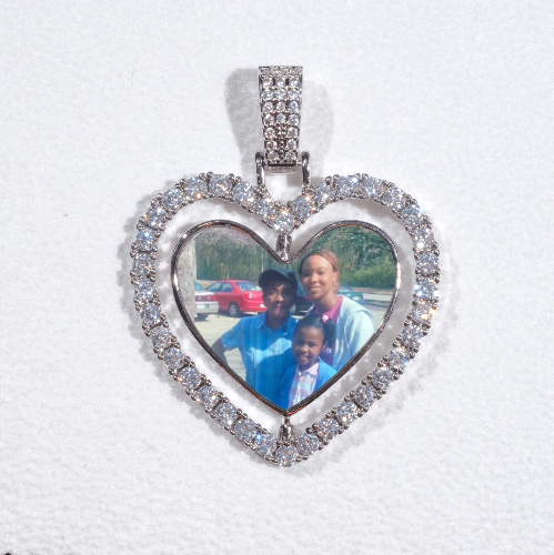 3D Spinning 2-Faced Heart Custom Picture Pendant