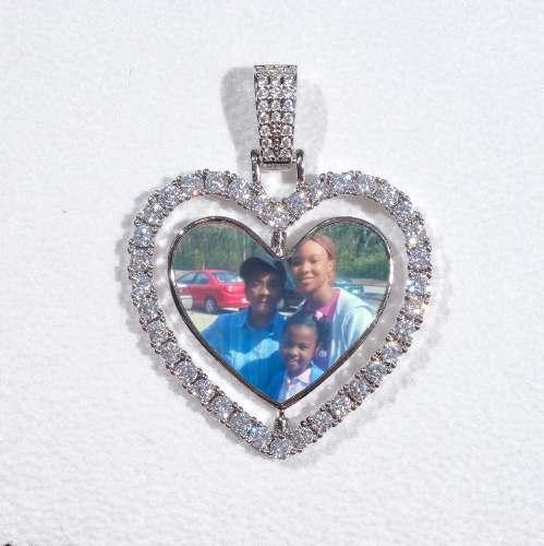 3D Spinning 2-Faced Heart Custom Picture Pendant